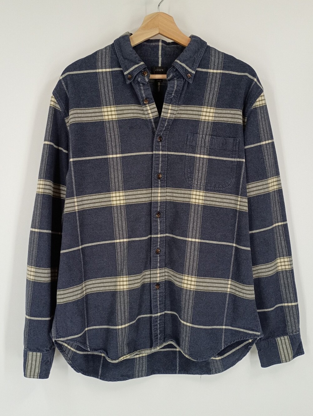 J. Crew Leather Reinforced Elbow Patch Flannel Shirt